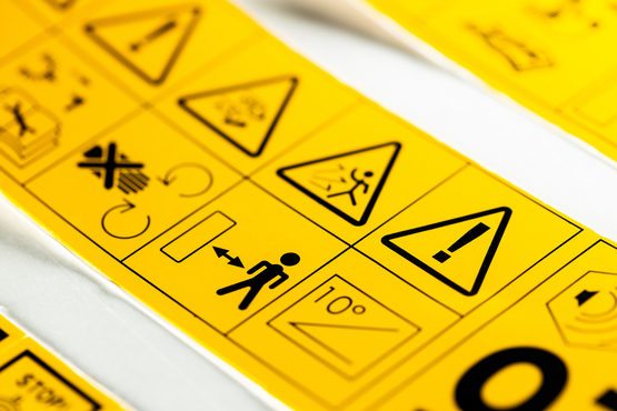 Yellow industrial labels 